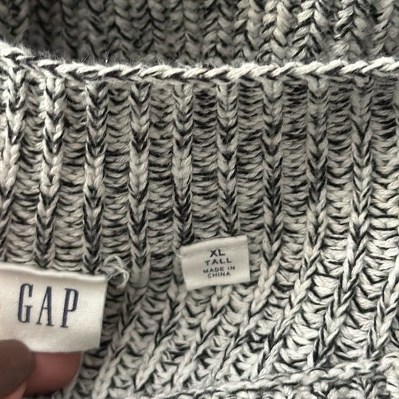 Gap Women's XL Tall Shaker-Stitch 100% Cotton Crewneck Sweater in Black & White - Picture 6 of 6